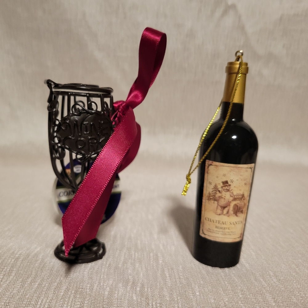 Set of 2 Wine Christmas Ornaments